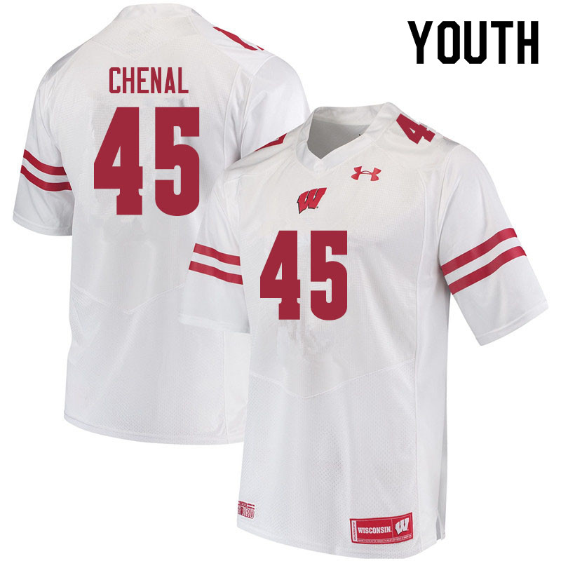 Youth #45 Leo Chenal Wisconsin Badgers College Football Jerseys Sale-White